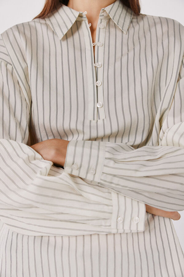 Cortefiel Striped fluid shirt Printed white
