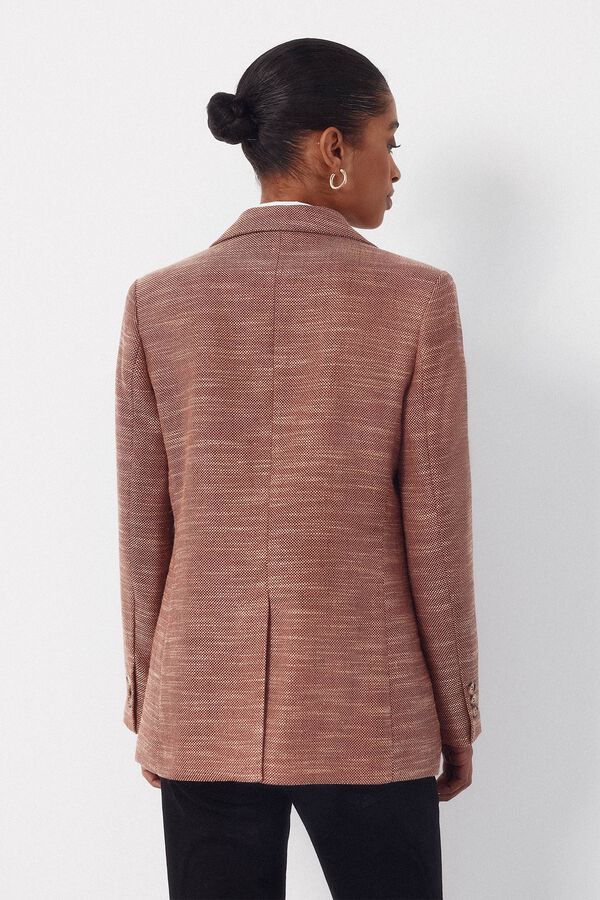 Cortefiel Textured fabric blazer Orange