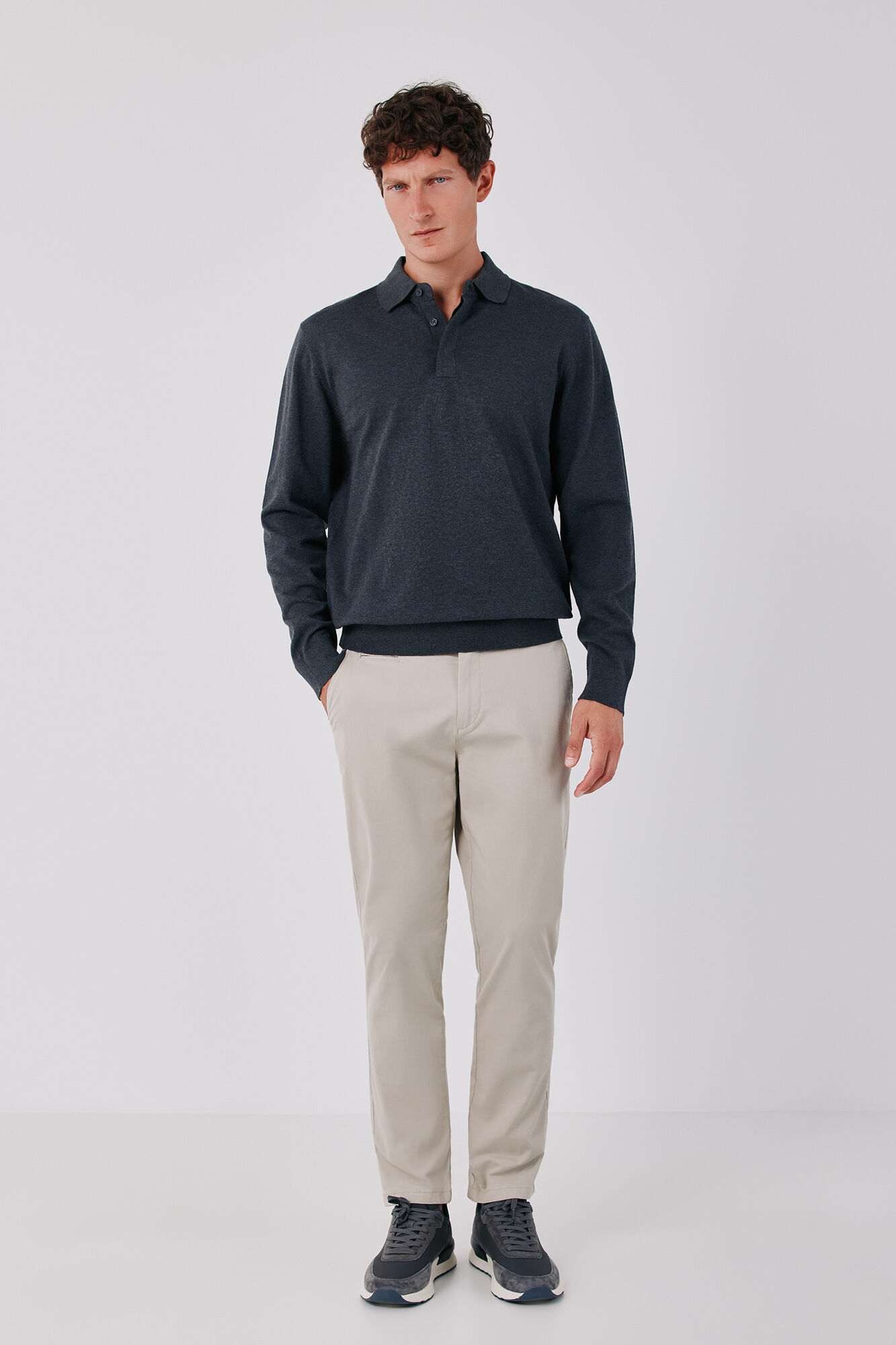 Cortefiel Basic fine knit polo neck jumper