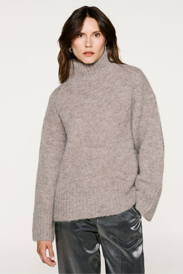 Selected Camisola de gola de alpaca Cinzento