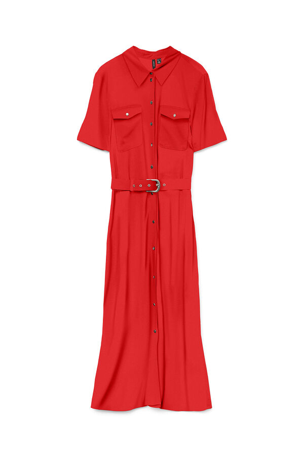 Vero Moda Vestido midi camiseiro Vermelho