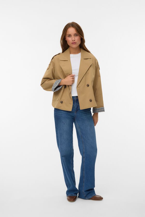 Vero Moda Gabardina curta Castanho