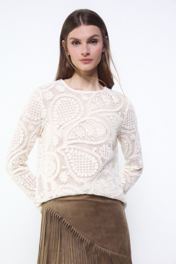 Slowlove Top crochet floral Branco