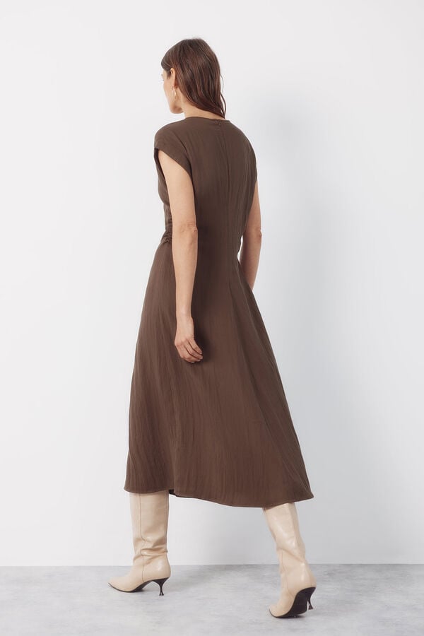 Cortefiel Ruched dress Brown
