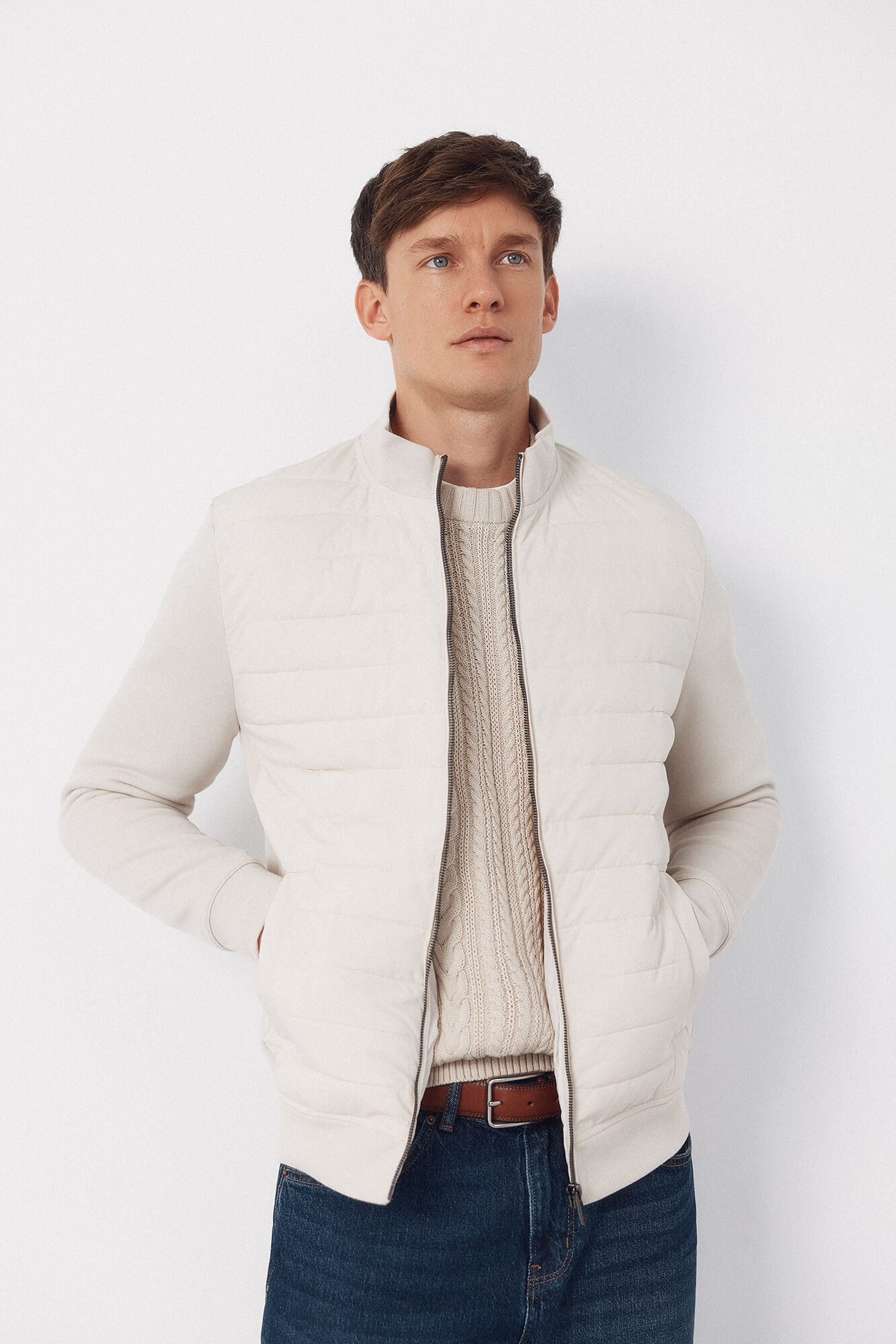 Cortefiel Combined fabric cardigan