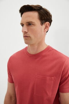 Cortefiel Crew neck T-shirt with pocket  Red