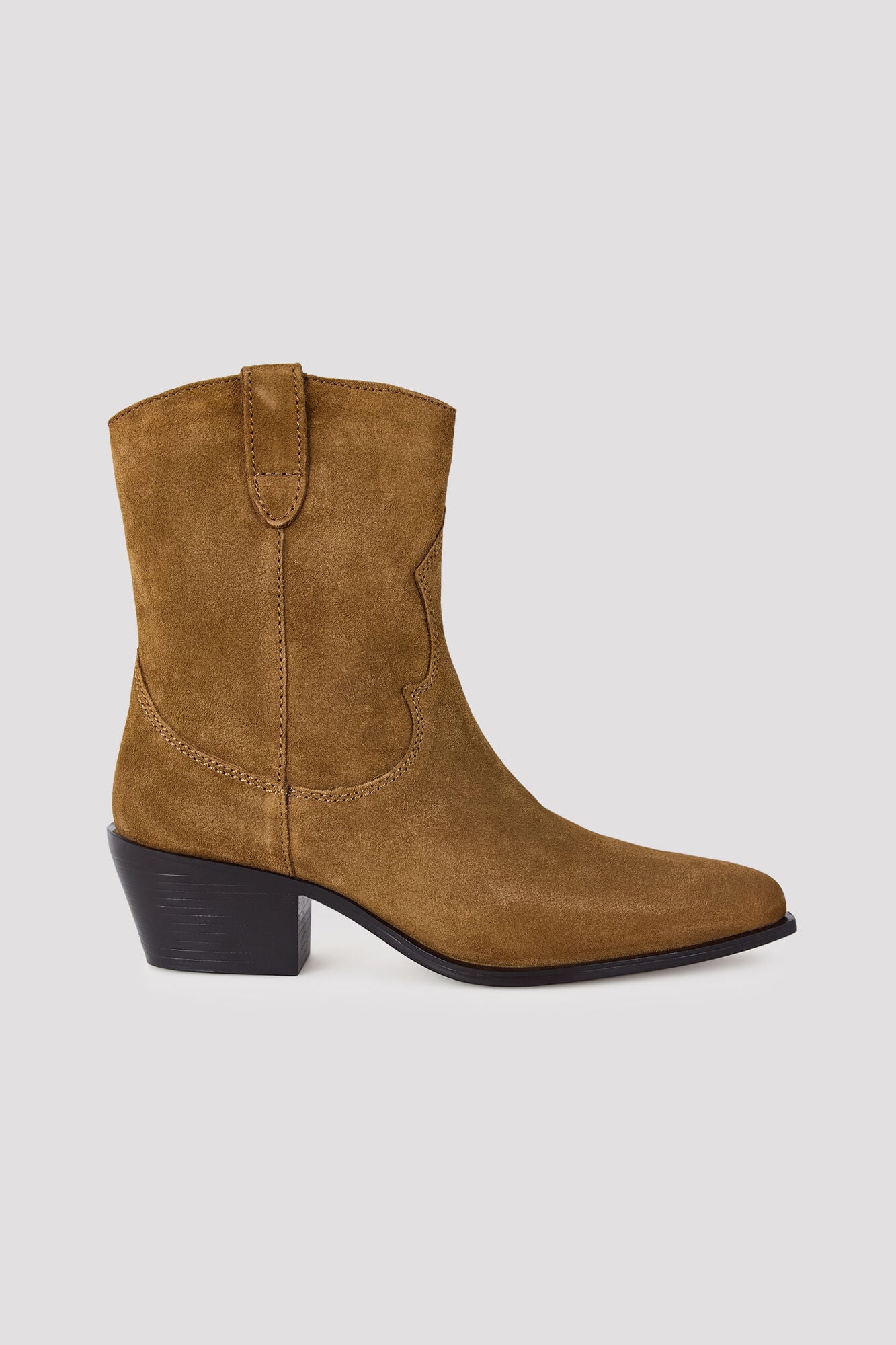 Cortefiel Leather topstitched ankle boot