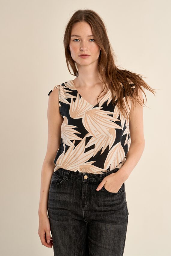 Top de mujer sin manga con lazada