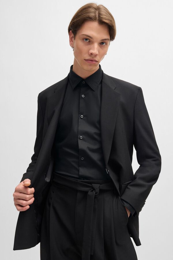 HUGO Long-sleeved shirt Black