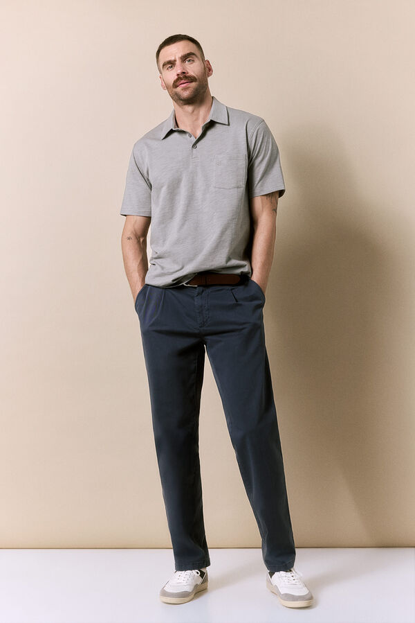 OOTO Polo lavado bordado avi&oacute;n Gris