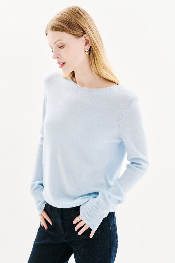 Caroll Camisola Mzoan 100% caxemira Azul