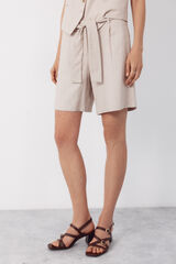 Cortefiel Linen bermuda shorts shorts Nude