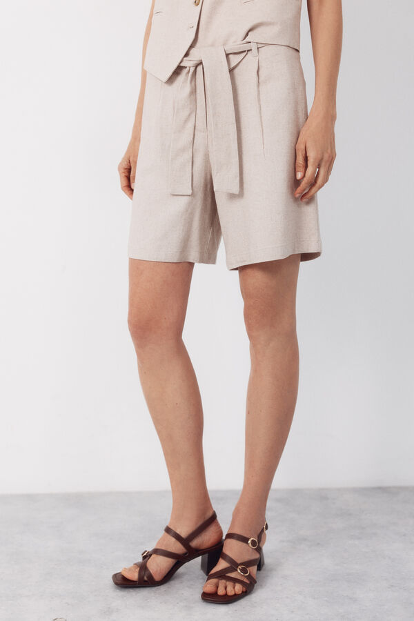 Cortefiel Linen bermuda shorts shorts Nude