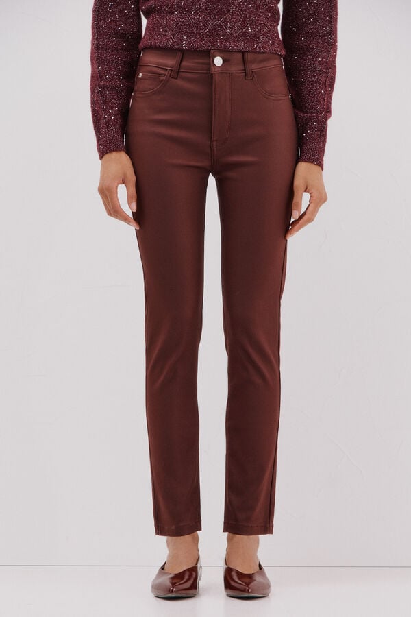 Cortefiel Sensational resin coated pants Maroon