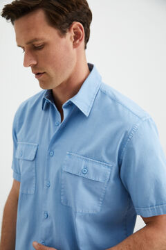 Cortefiel Camisa dos bolsillos lavada Azul
