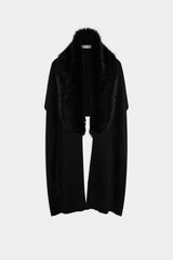 Morgan Poncho con detalles pelo de imitaci&oacute;n Negro