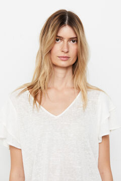 Cortefiel Flounced sleeve t-shirt White