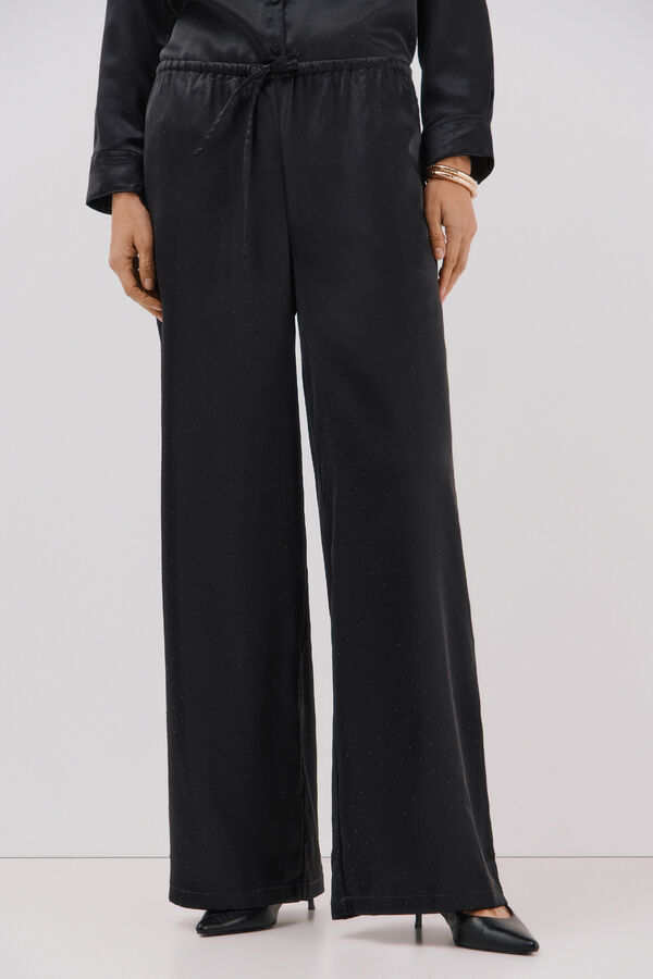 Cortefiel Rhinestone pants Black