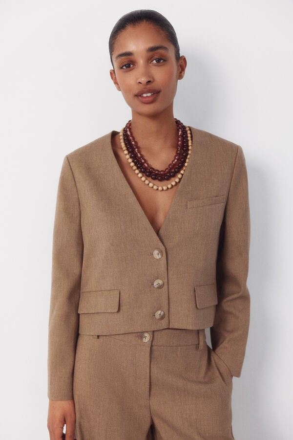 Cortefiel Short jacket Beige