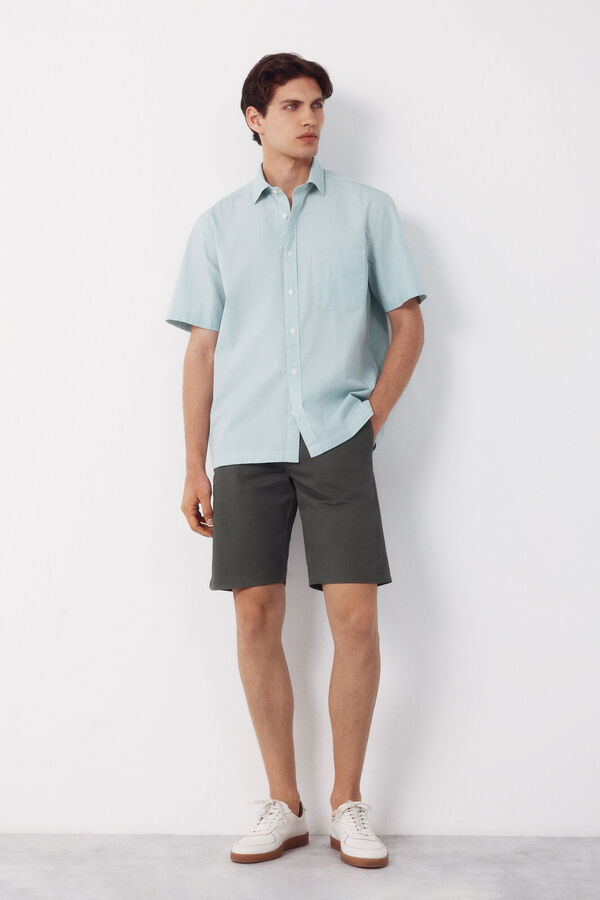 Cortefiel Gingham short sleeve shirt Green