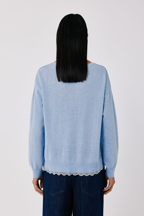Cortefiel Appliqu&eacute; neckline jumper Blue