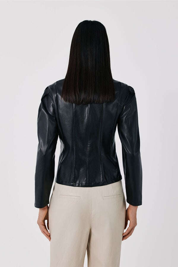 Cortefiel Faux leather effect top Black