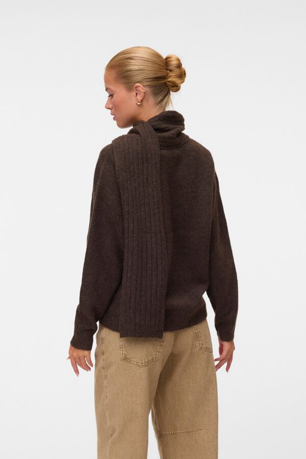 Vero Moda Camisola com gola cachecol Castanho