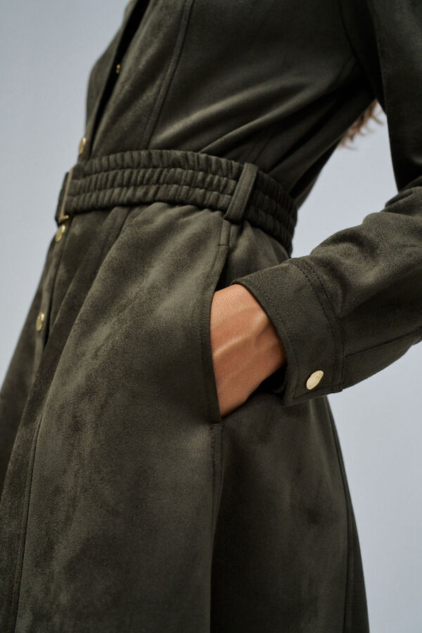 Salsa Jeans Vestido midi en ante Verde