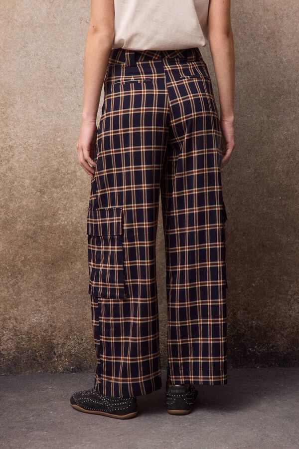 Slowlove Plaid barrel cut trousers Green