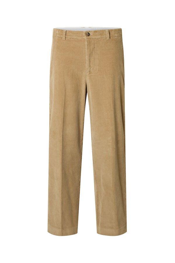 Selected Calça de veludo cotelê com caimento relaxado  Castanho