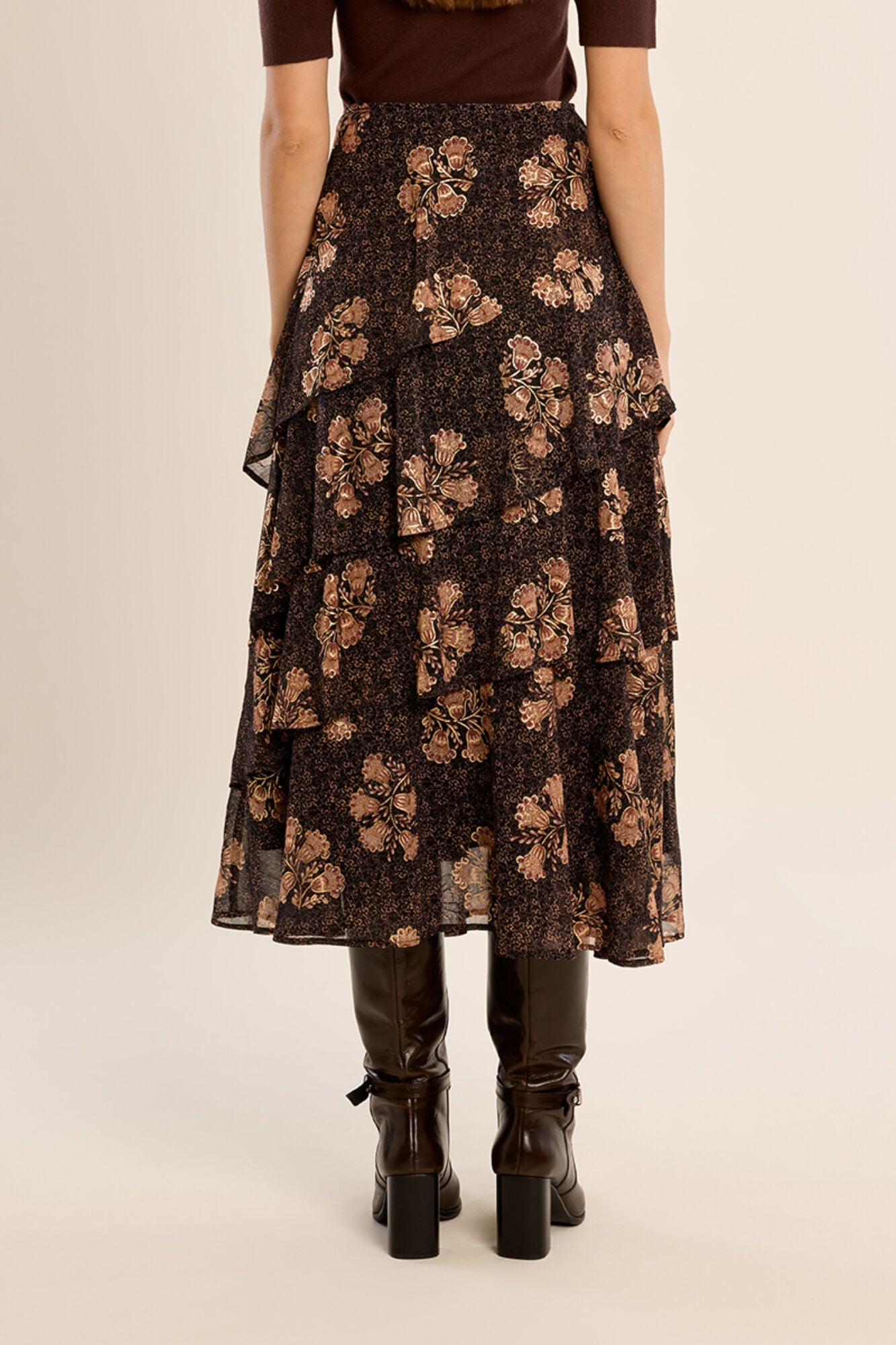 Molly Bracken Saia comprida estampada com folhos