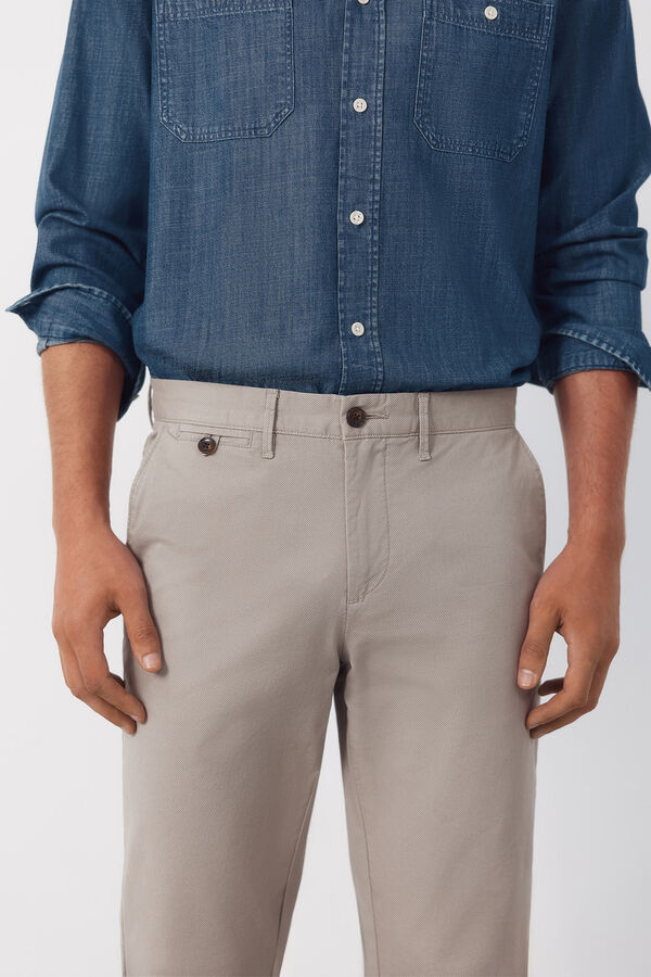 Cortefiel Slim-fit print chinos pants Beige