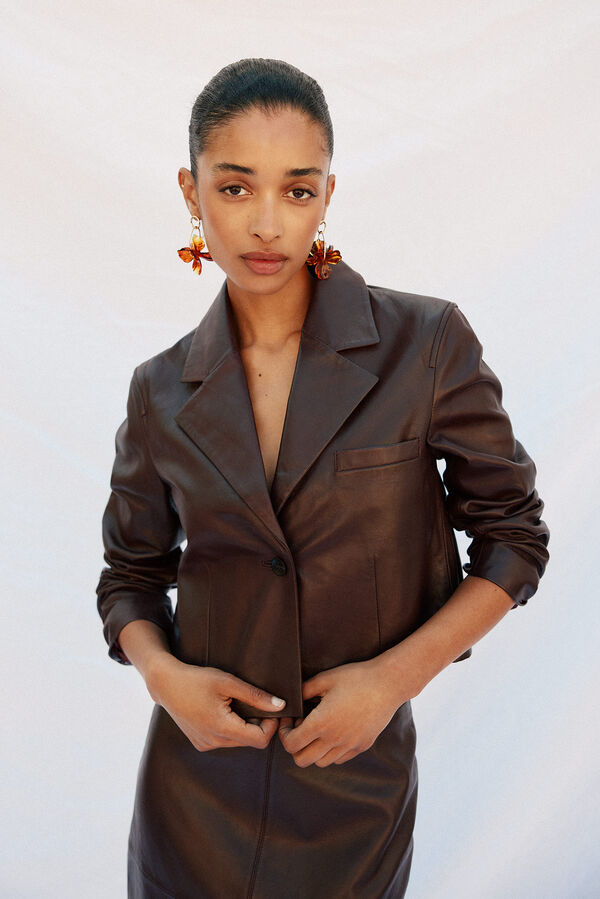 Cortefiel leather blazer Maroon