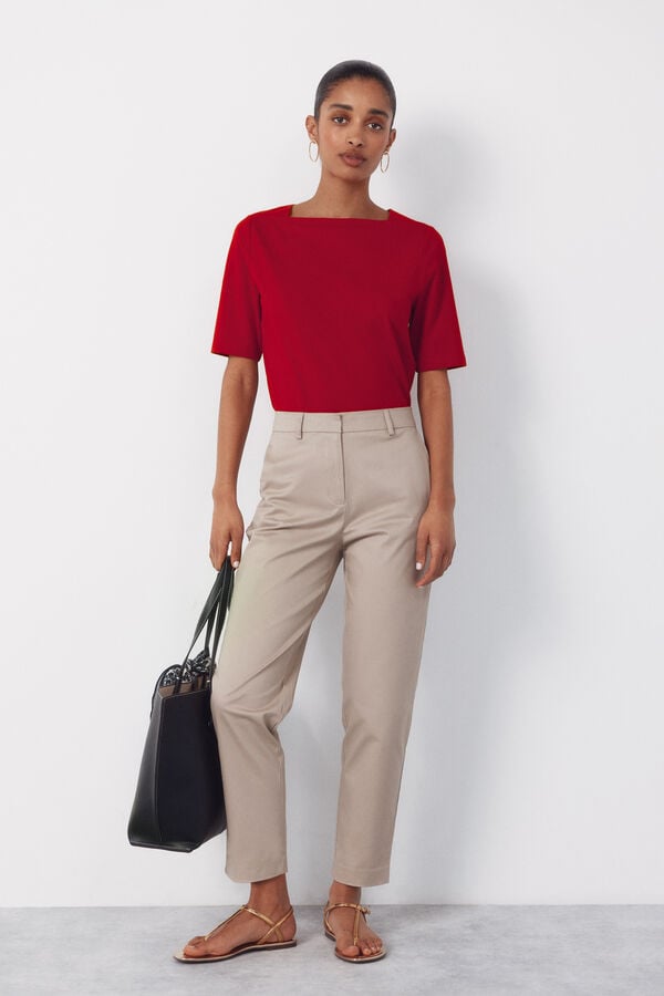 Cortefiel Slim fit trousers Nude