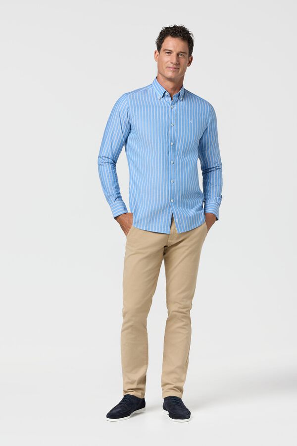 Williot Camisa de riscas finas Oxford Azul