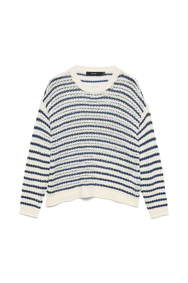 Vero Moda Jersey-knit openwork long sleeve jumper Printed blue