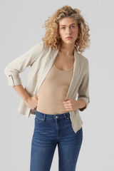 Cortefiel Linen open-front blazer Grey