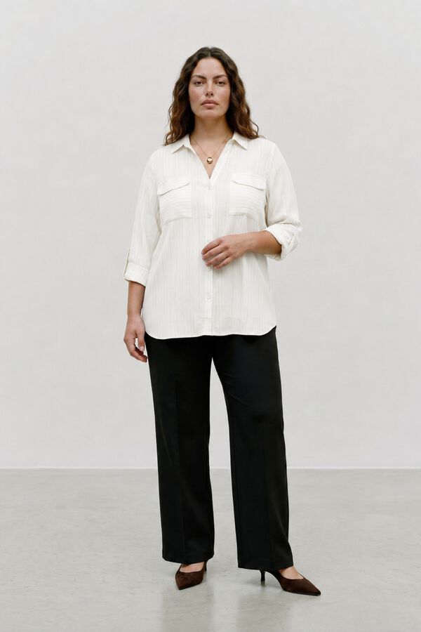 Vero Moda Curve Large size lurex shirt  White