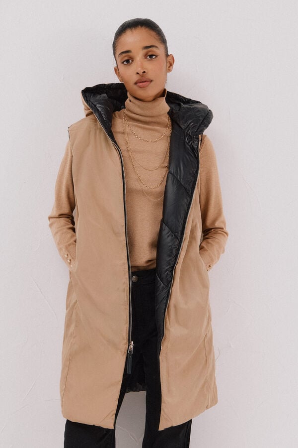 Cortefiel Long reversible gilet Black