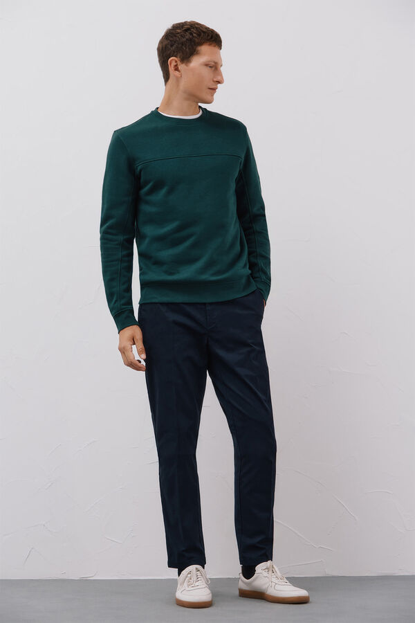 Cortefiel Crew-neck sweatshirt Dark green