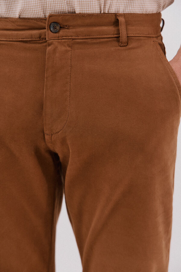 Cortefiel Washed chinos pants Brown