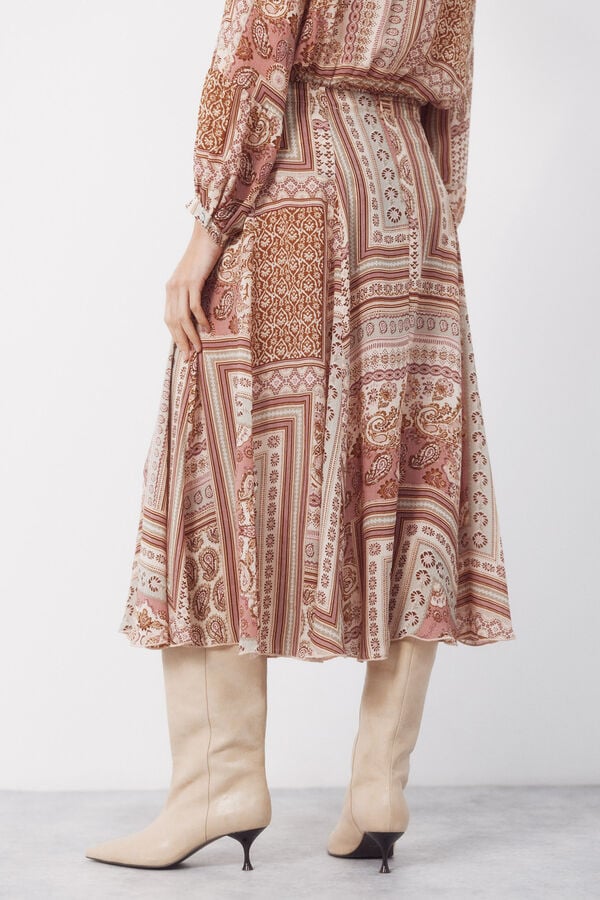 Cortefiel Printed keel skirt Multicolour