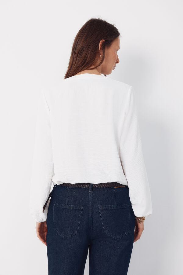 Cortefiel Mandarin blouse with buttons Ivory