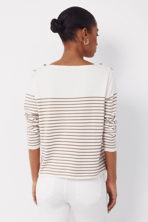 Cortefiel Striped button jumper Ivory