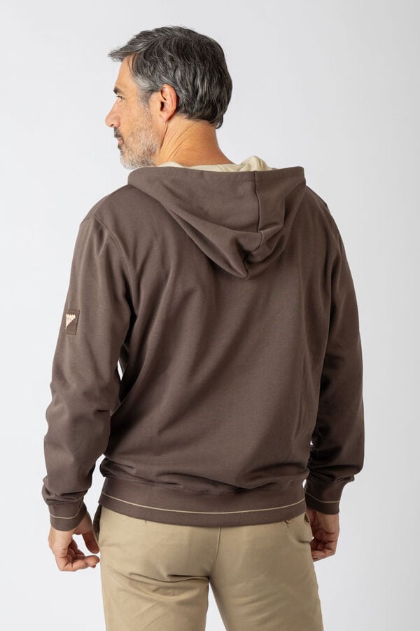 Privata Sweatshirt aberto com capuz e bolsos Castanho