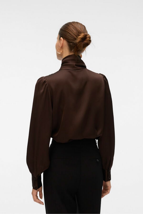 Vero Moda Camisa de cetim com laçada laço  Castanho