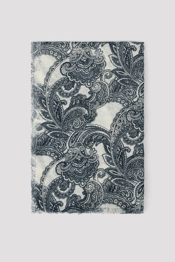 Cortefiel Paisley print scarf Printed white
