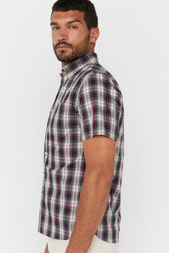 Cortefiel Short-sleeved checked shirt Red
