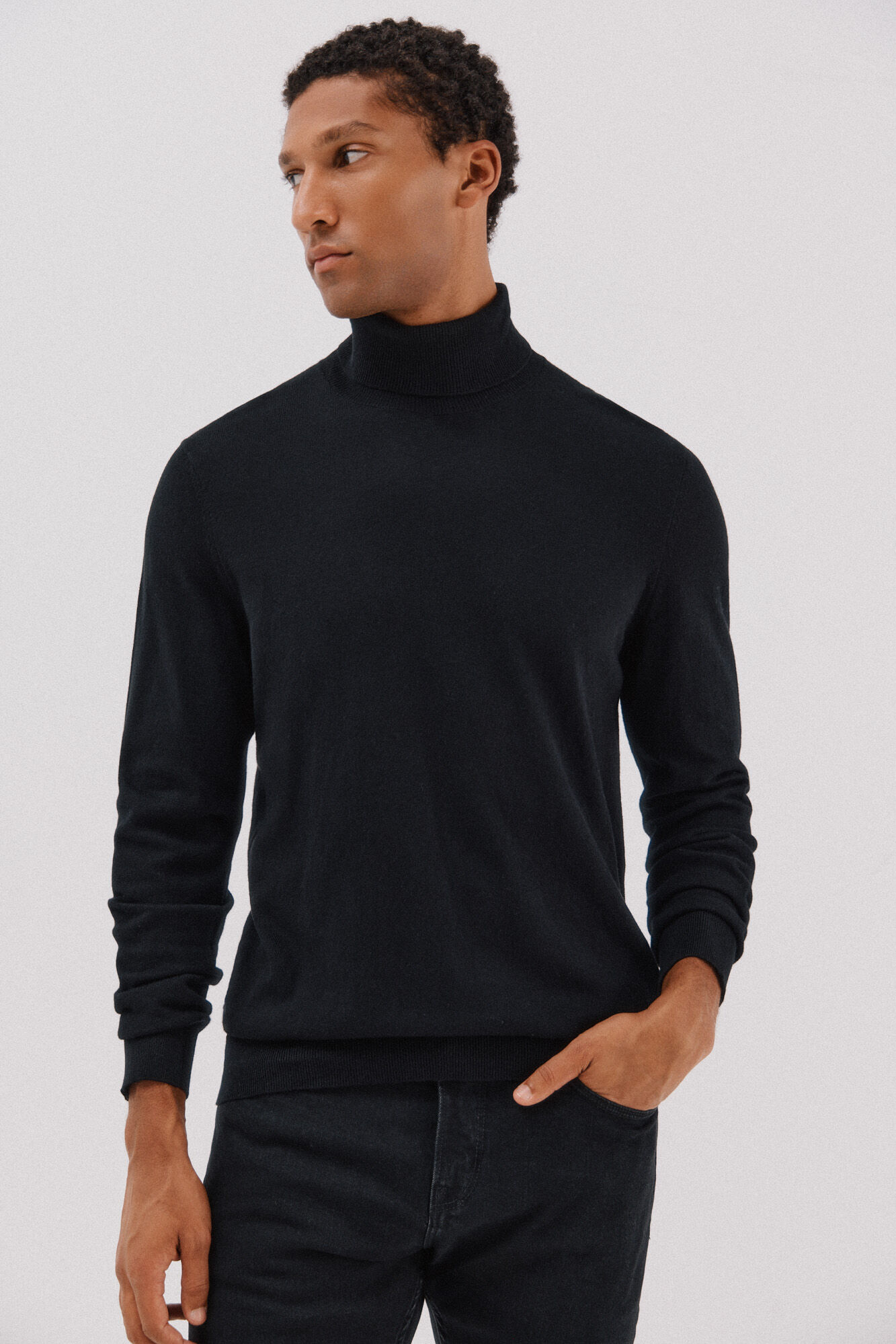 Cortefiel Cotton/silk cashmere high neck jumper