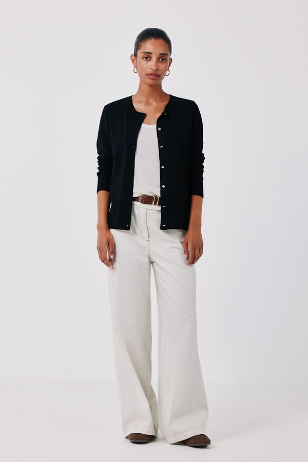 Cortefiel Basic knit jacket Black